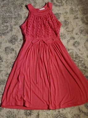 Calvin Klein ladies dress size 4 pink lace detail
